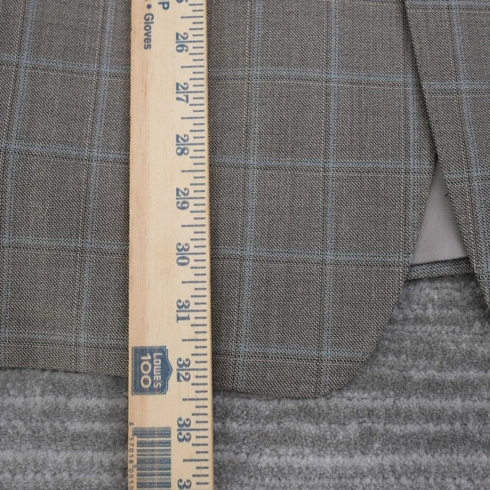 Calvin‎ Klein Gray Wool Silk Blazer Sport Coat Men Two Button Check 48 Regular